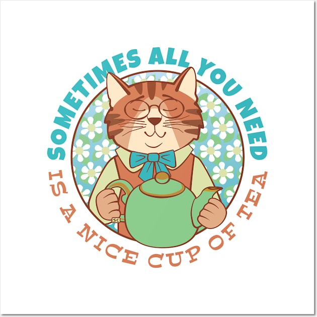 All You Need is Tea Cat Wall Art by Sue Cervenka